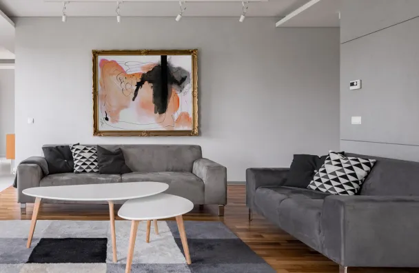 Modern living room design completed during Los Angeles home remodel